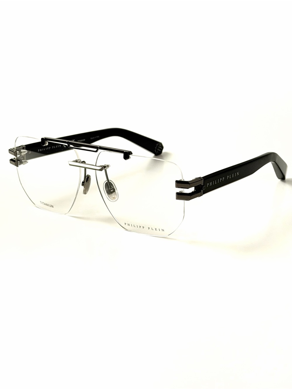 Philipp Plein VPP087 COL. 0584 Titanium Sunglasses Authentic Rimless Eyeglasses - Picture 4 of 8
